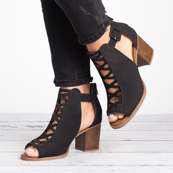 Black Cut Out Booties - Picture 4 of 4